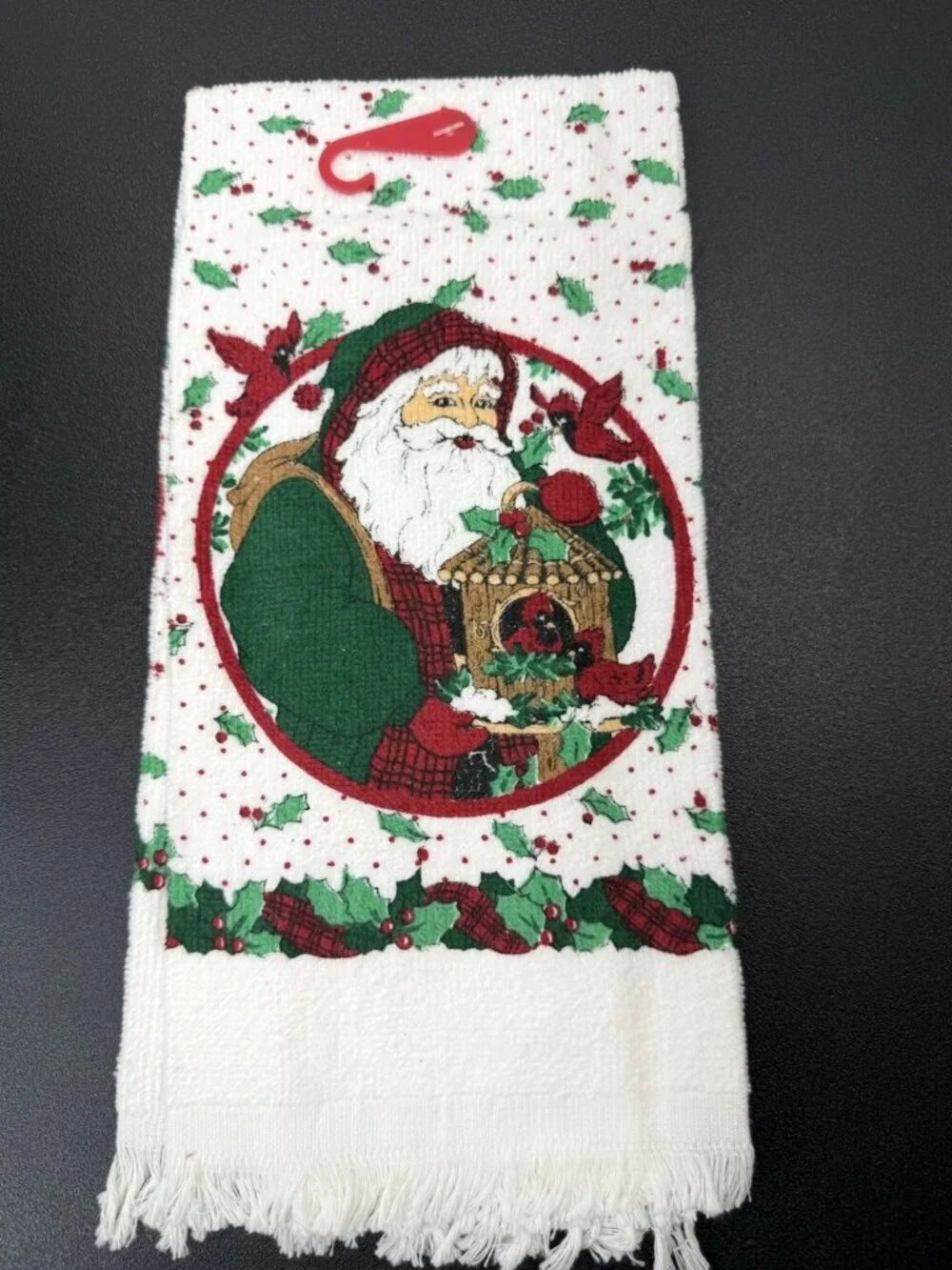 Vintage Kitchen Towel Christmas Santa With Cardinals Cotton Dish Towel Walmart